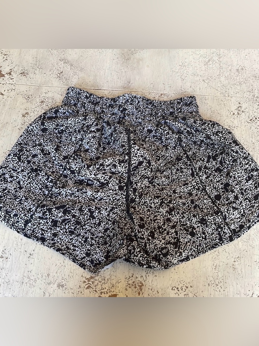 lululemon athletica Black & White Abstract Print Athletic Shorts